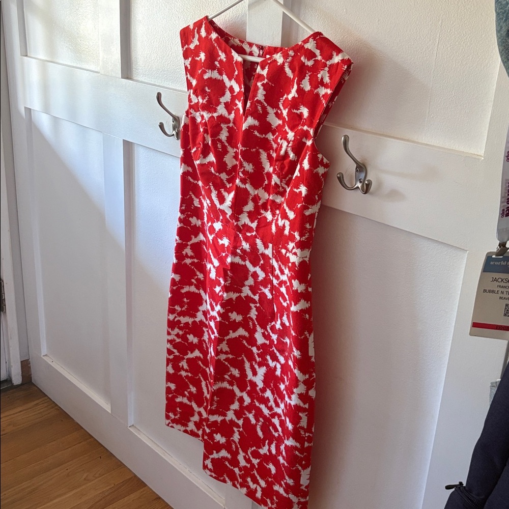 Milly Red and White Patterned Sheath Dress